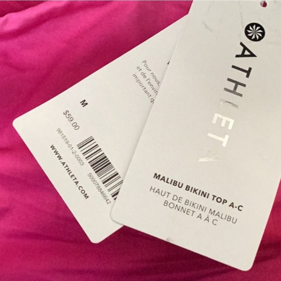 Athleta Malibu Bikini Top Surf Blur Fushsia Size Medium A-C MSRP$49 NEW SU032 - Picture 4 of 11